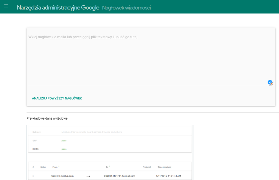 Google Admin Toolbox - Messageheader